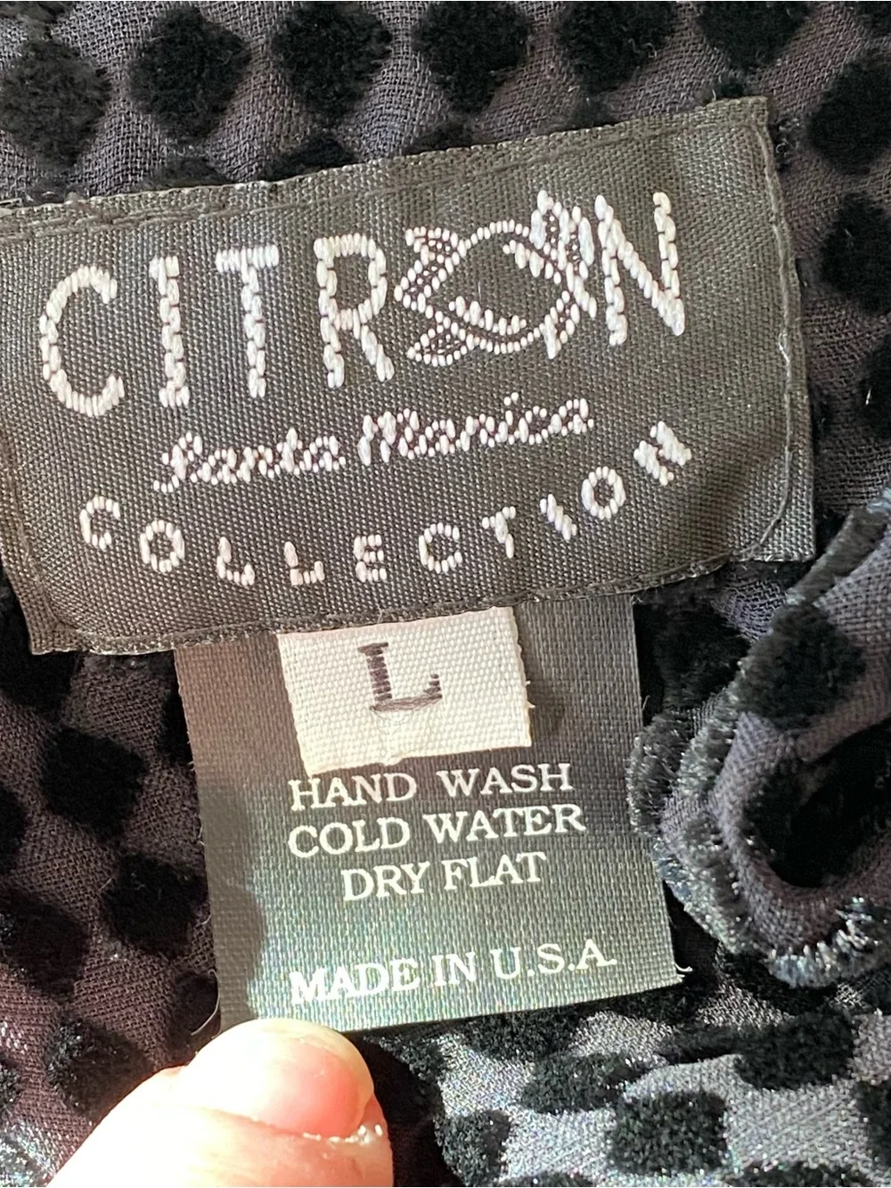 Citron Santa Monica 100% Silk Velvet Burnout Button Down Blouse Size L